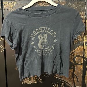 Brandy Melville navy cropped Nashville tshirt